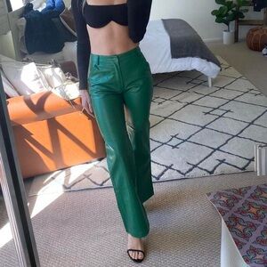 Green Faux Leather Pants